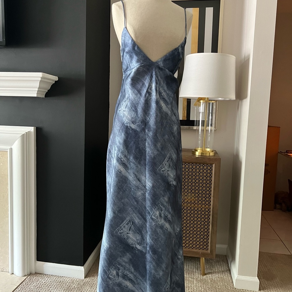 Zara Satin Denim Printed Dress